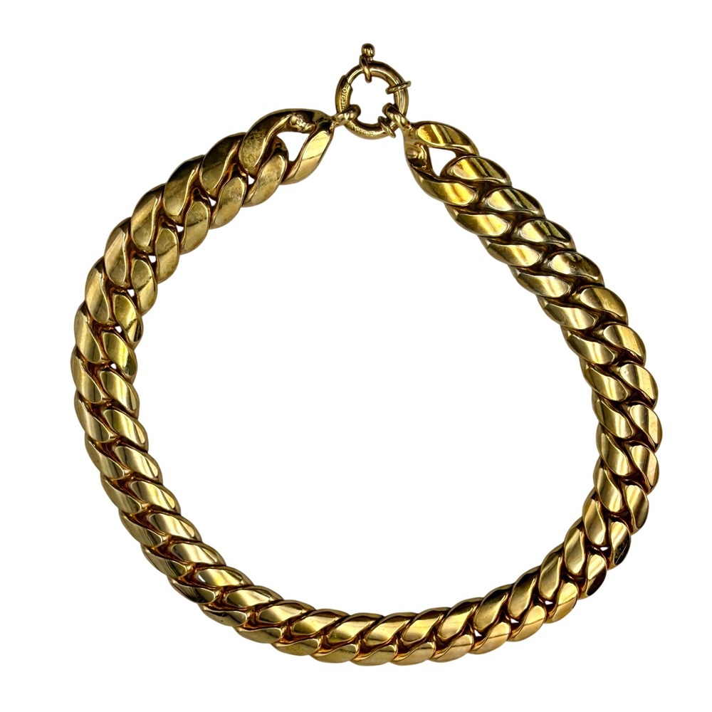 OTC Italy 18k BRZ Gold Plated Heavy Chunky Curb Link Collar Necklace 16" - Picture 8 of 11